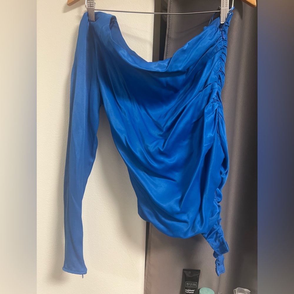 Blue one sleeve zara body suit NWT